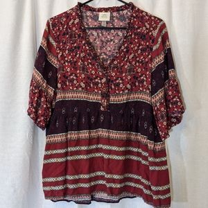 Knox Rose Boho Flowy Blouse Sz XXL